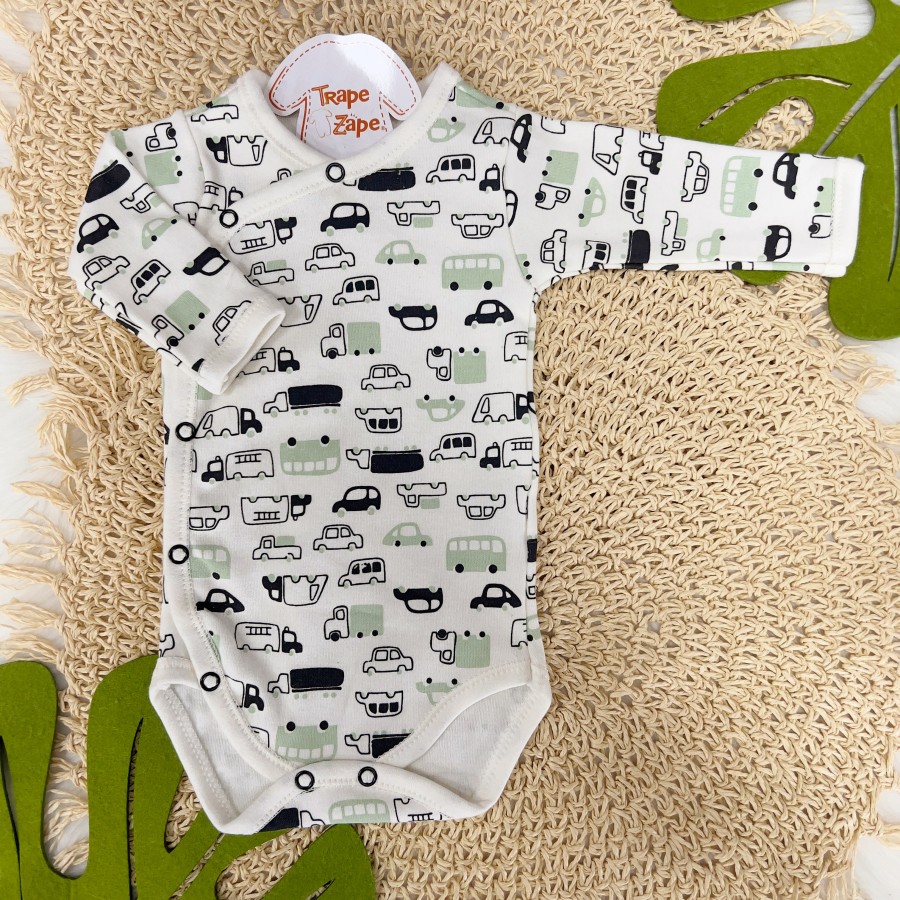 Body Kimono M/L carrinhos verde e preto